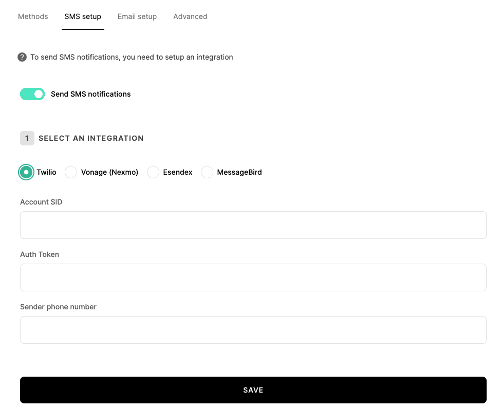 Set up SMS