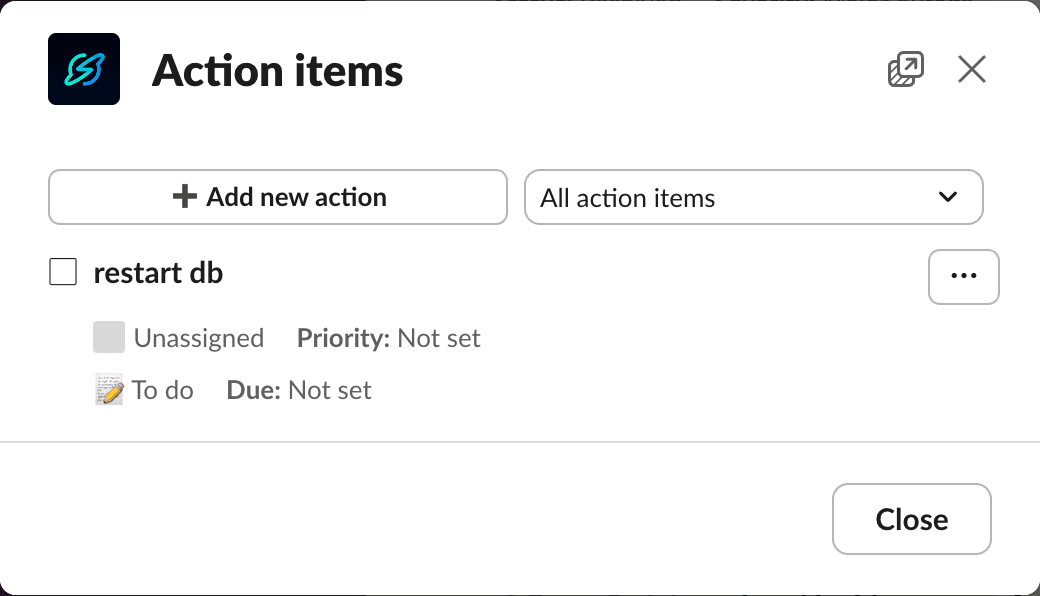 View action items